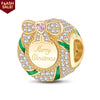 Merry Christmas Wreath Tarnish-resistant Silver Charms With Enamel In 14K Gold Plated