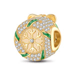 Merry Christmas Wreath Tarnish-resistant Silver Charms With Enamel In 14K Gold Plated