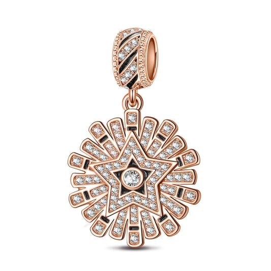 gona- Queen Of Glitter Tarnish-resistant Silver Dangle Charms With Enamel In Rose Gold Plated