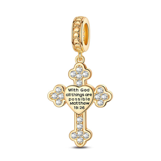 gona- God's Welfare Tarnish-resistant Silver Dangle Charms In 14K Gold Plated