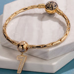 Number Seven Tarnish-resistant Silver Dangle Charms In 14K Gold Plated
