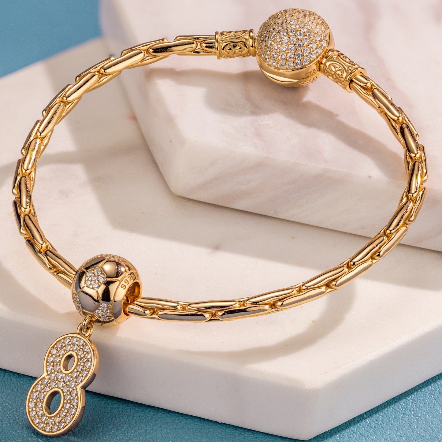 Number Eight Tarnish-resistant Silver Dangle Charms In 14K Gold Plated