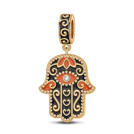 gona- khamsah Tarnish-resistant Silver Dangle Charms With Enamel In 14K Gold Plated