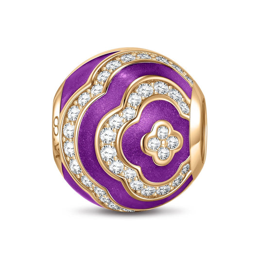 gona- Purple Lucky Surround Tarnish-resistant Silver Charms With Enamel In 14K Gold Plated