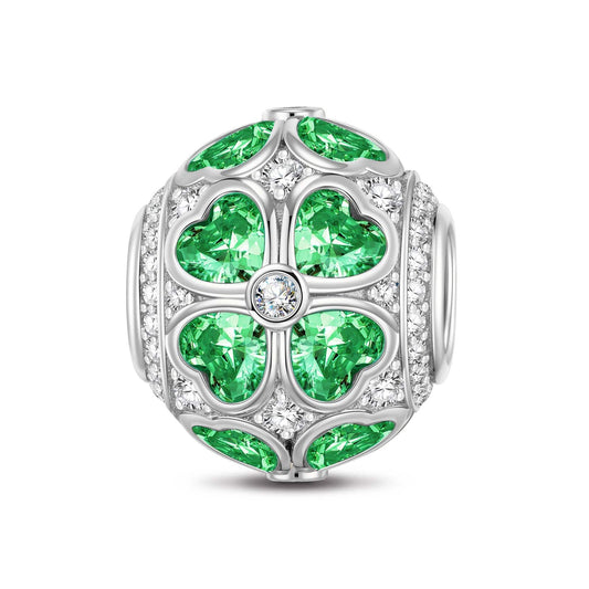 gona- Crystal Clover Tarnish-resistant Silver Charms In White Gold Plated