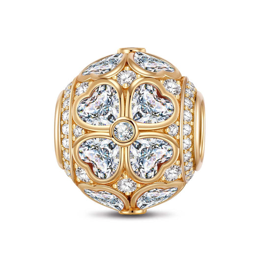 gona- Crystal Clover Tarnish-resistant Silver Charms In 14K Gold Plated