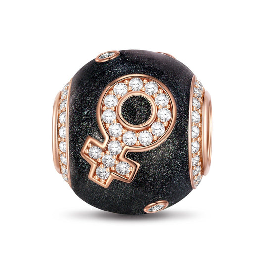 gona- You And Me Girl Tarnish-resistant Silver Charms With Enamel In Rose Gold Plated