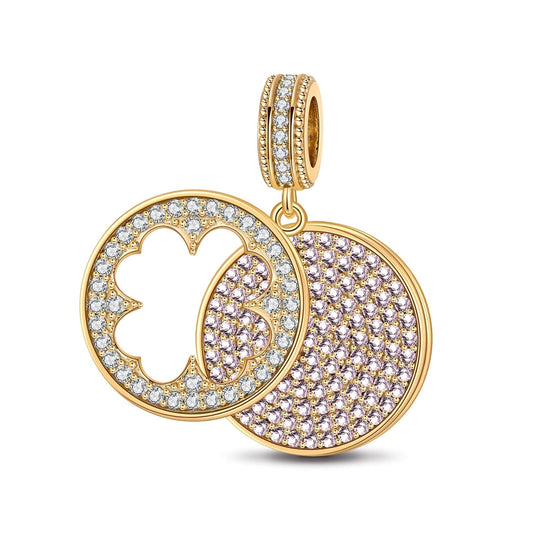 gona- Pink Form And Shadow Tarnish-resistant Silver Dangle Charms In 14K Gold Plated