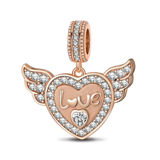 gona- Angel's Love Tarnish-resistant Silver Dangle Charms With Enamel In Rose Gold Plated