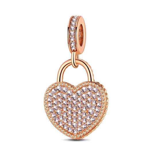 gona- Lock Your Love Tarnish-resistant Silver Dangle Charms In Rose Gold Plated