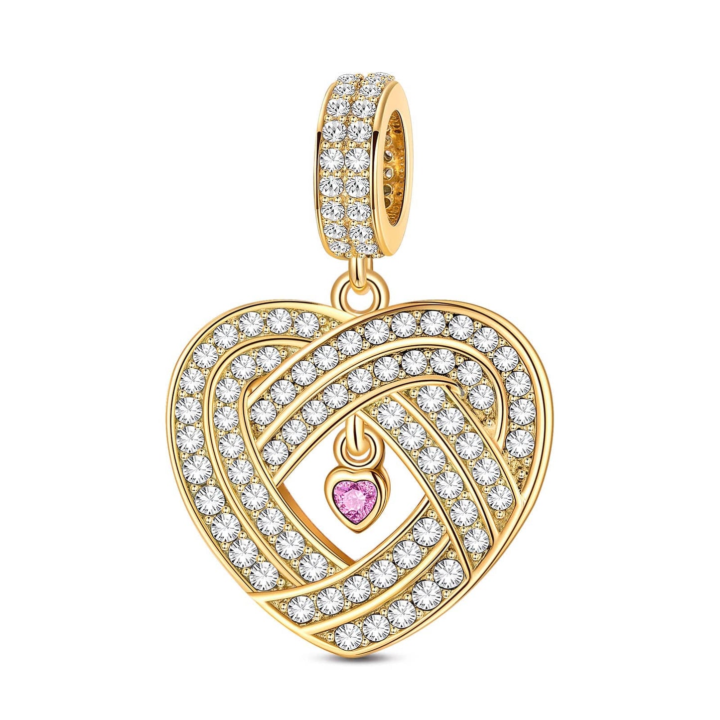 Embracing Love Tarnish-resistant Silver Dangle Charms In 14K Gold Plated