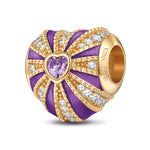 Purple Glow of Love Tarnish-resistant Silver Charms With Enamel In 14K Gold Plated
