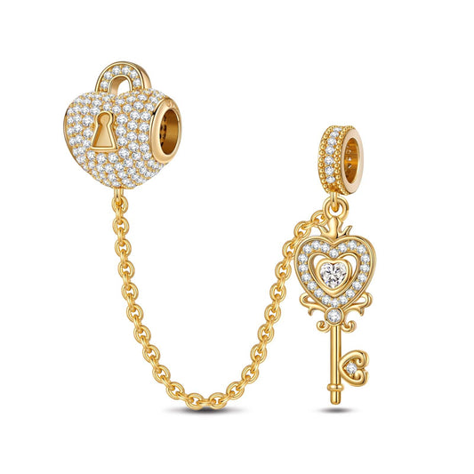 gona- The Key To My Heart Tarnish-resistant Silver Dangle Charms In 14K Gold Plated