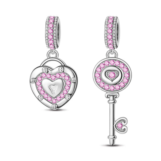 gona- Key to Heart Tarnish-resistant Silver Dangle Charms In White Gold Plated