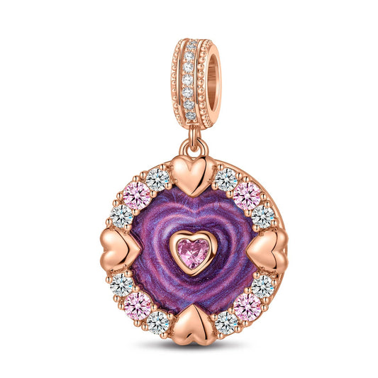 gona- Ripples Of Love Tarnish-resistant Silver Dangle Charms With Enamel In Rose Gold Plated