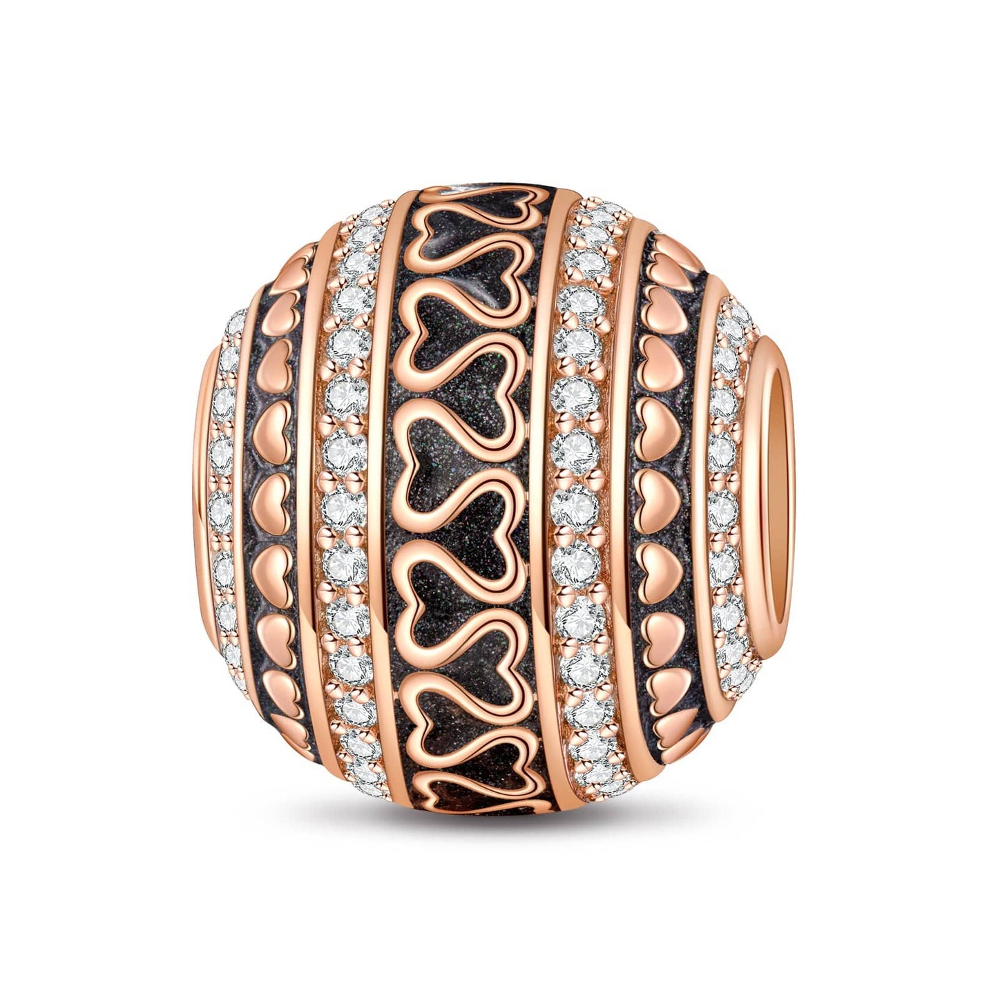 Boundless Romance Tarnish-resistant Silver Charms With Enamel In Rose Gold Plated