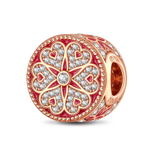 gona- Prosperous Flowers Tarnish-resistant Silver Charms With Enamel In Rose Gold Plated