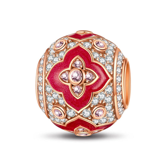 gona- Four Leaf Clover Tarnish-resistant Silver Charms With Enamel In Rose Gold Plated