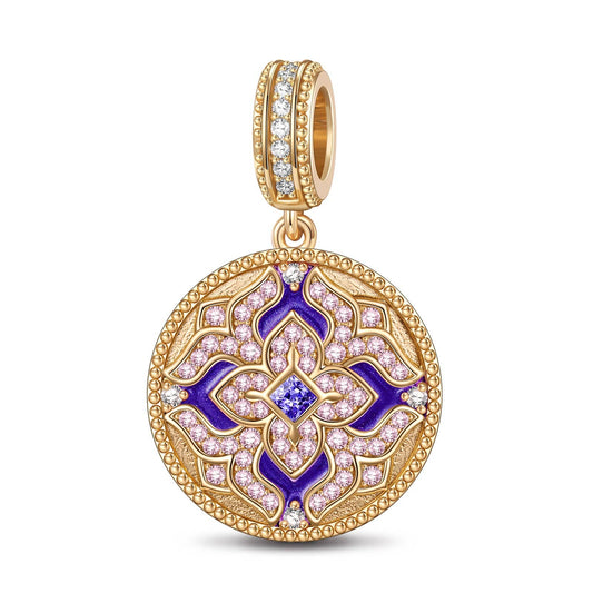 gona- Purple Brilliance Tarnish-resistant Silver Dangle Charms With Enamel In 14K Gold Plated