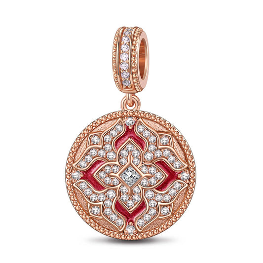 gona- Scarlet Orange Light Tarnish-resistant Silver Dangle Charms With Enamel In Rose Gold Plated
