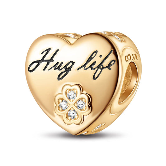 gona- Hug Life Tarnish-resistant Silver Heart Charms In 14K Gold Plated