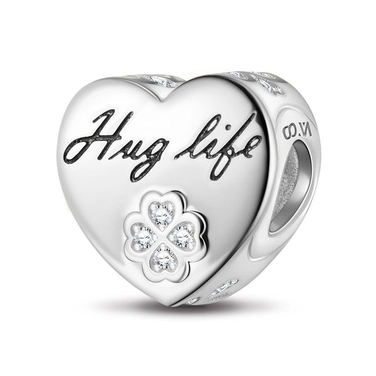 gona- Hug Life Tarnish-resistant Silver Heart Charms In White Gold Plated