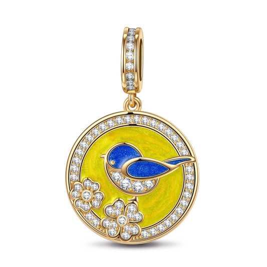 gona- Spring Chanting Tarnish-resistant Silver Dangle Charms With Enamel In 14K Gold Plated