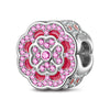 Lucky Flower Tarnish-resistant Silver Charms With Enamel In White Gold Plated