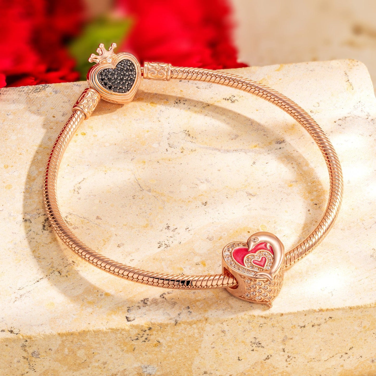 Guardian Tarnish-resistant Silver Charms With Enamel In Rose Gold Plated