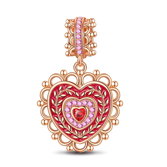 gona- Crowned With Love Tarnish-resistant Silver Dangle Charms With Enamel In Rose Gold Plated