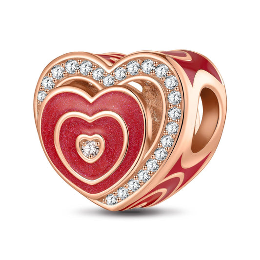 gona- Heart To Heart Tarnish-resistant Silver Charms With Enamel In Rose Gold Plated