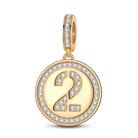 gona- Number Two Tarnish-resistant Silver Dangle Charms In 14K Gold Plated