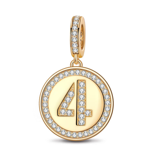 gona- Number Four Tarnish-resistant Silver Dangle Charms In 14K Gold Plated