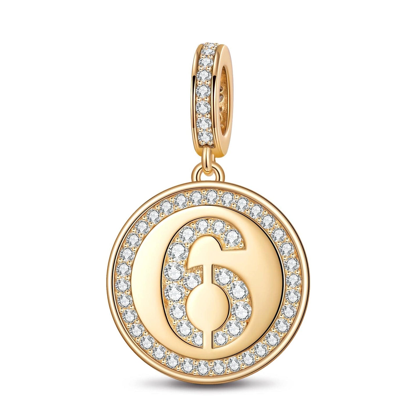 Number Six Tarnish-resistant Silver Dangle Charms In 14K Gold Plated