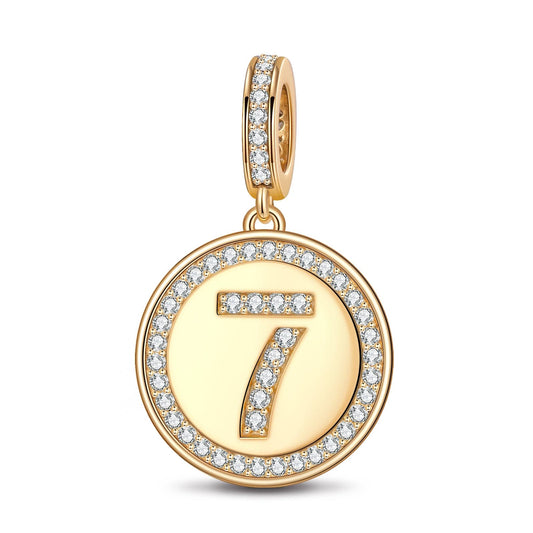 gona- Number Seven Tarnish-resistant Silver Dangle Charms In 14K Gold Plated