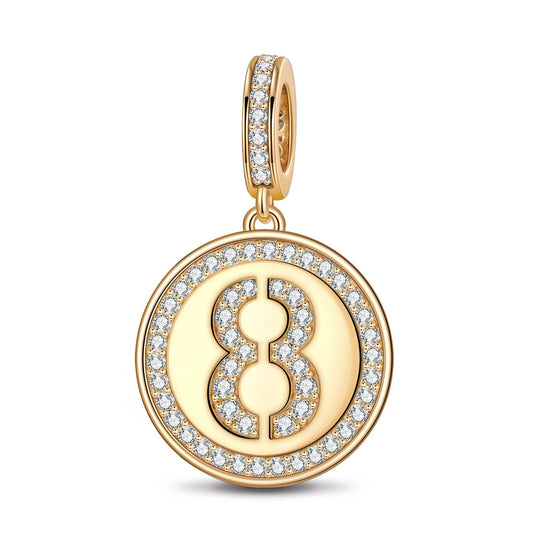 gona- Number Eight Tarnish-resistant Silver Dangle Charms In 14K Gold Plated