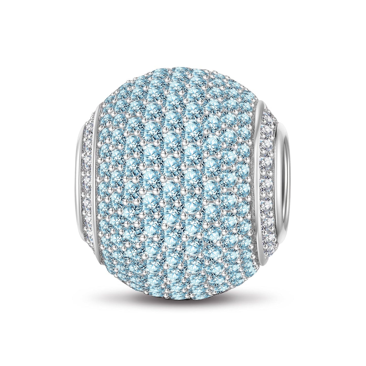 Blue Zirconia Minimalist Tarnish-resistant Silver Charms In White Gold Plated