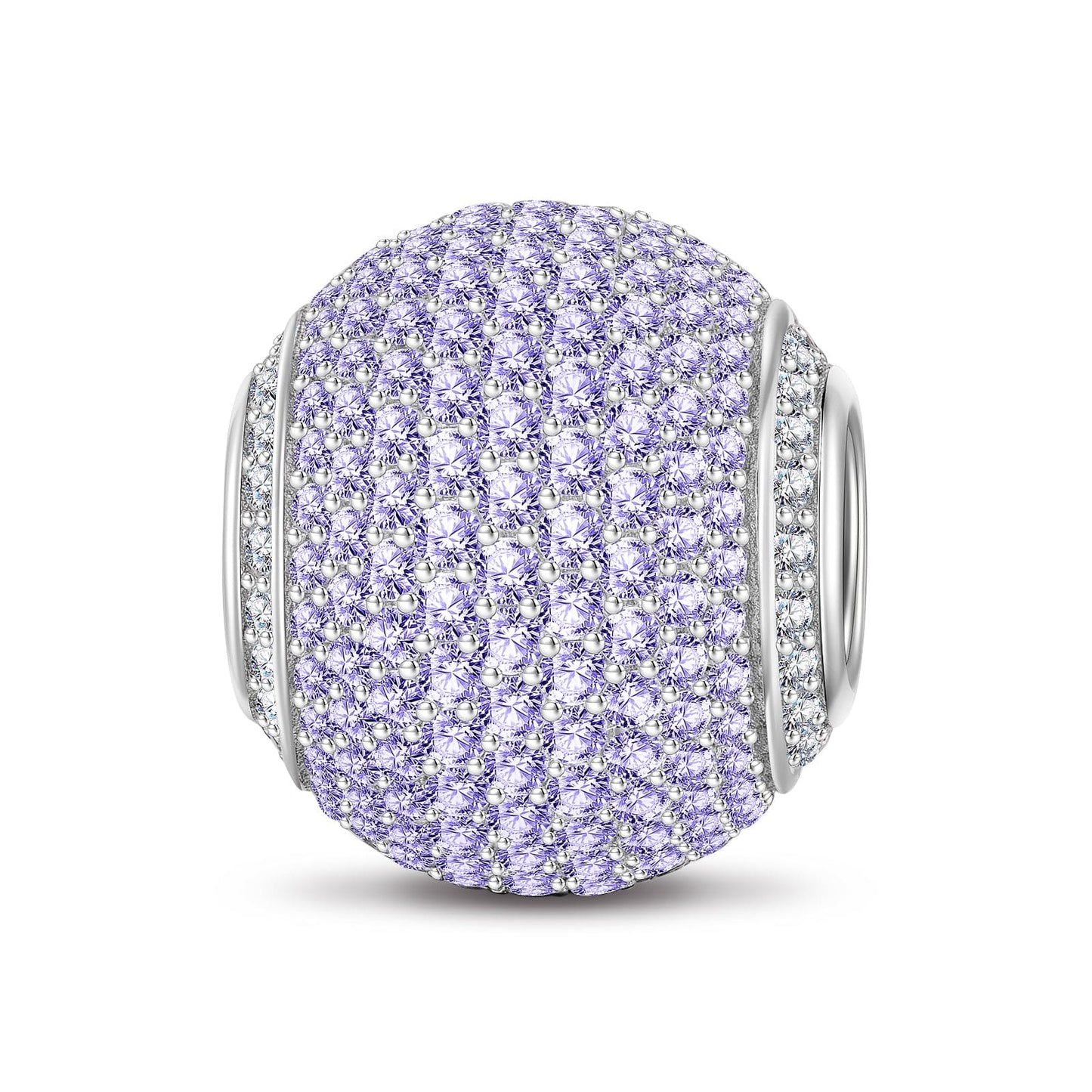 Purple Zirconia Minimalist Tarnish-resistant Silver Charms In White Gold Plated