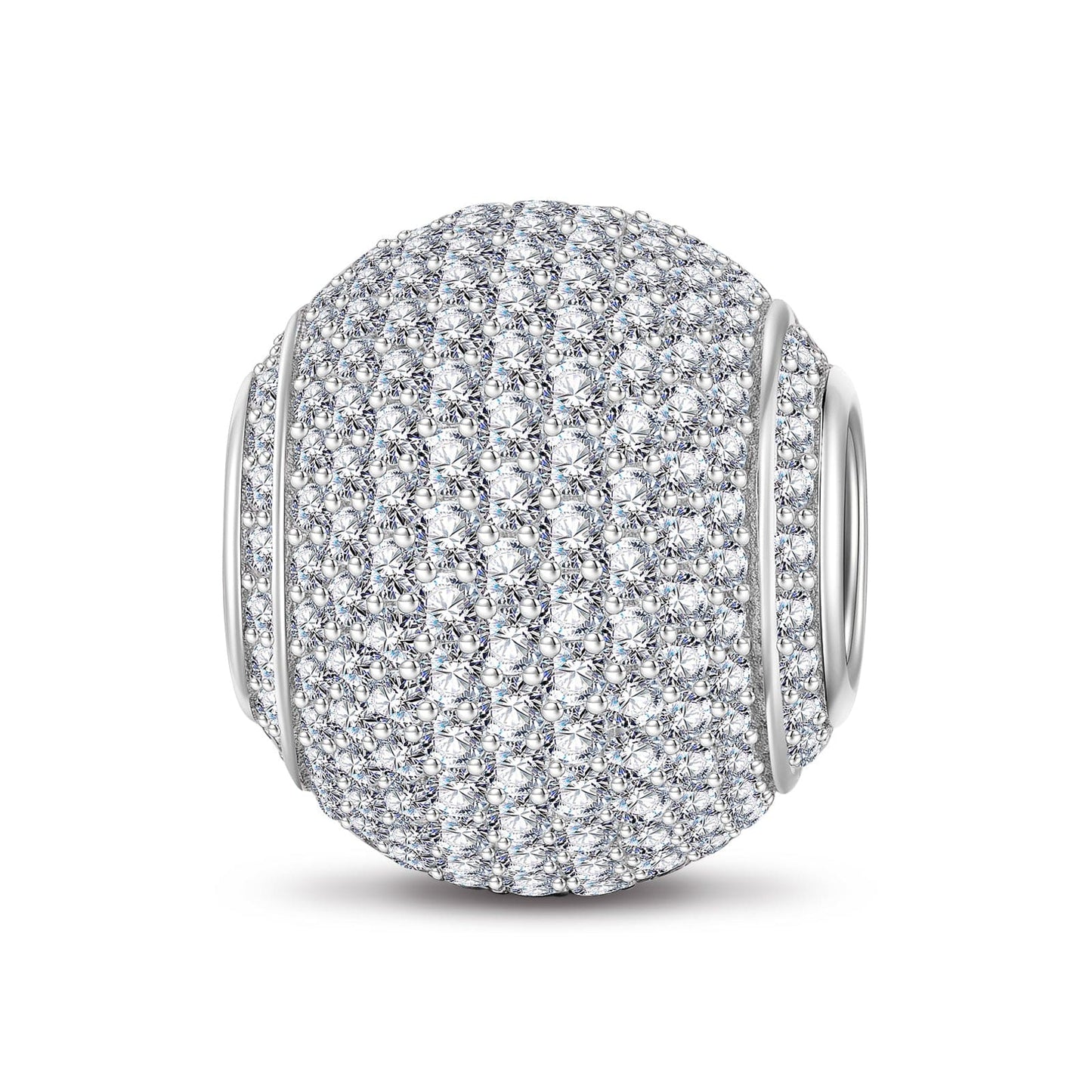 White Zirconia Minimalist Tarnish-resistant Silver Charms In White Gold Plated