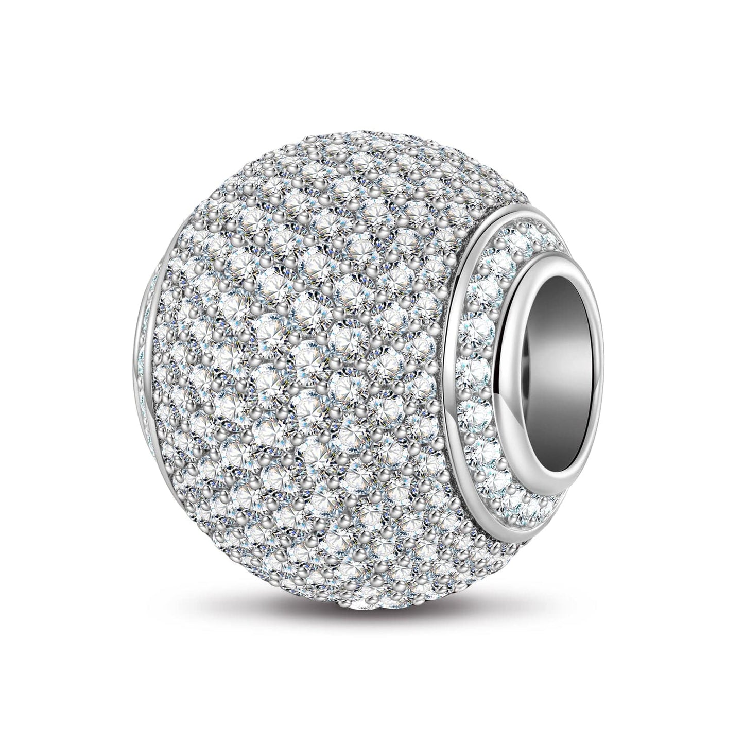 White Zirconia Minimalist Tarnish-resistant Silver Charms In White Gold Plated