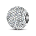 White Zirconia Minimalist Tarnish-resistant Silver Charms In White Gold Plated