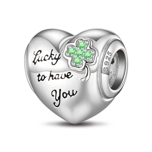 gona- Lucky To Have You Tarnish-resistant Silver Charms In White Gold Plated