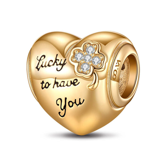 gona- Lucky To Have You Tarnish-resistant Silver Charms In 14K Gold Plated
