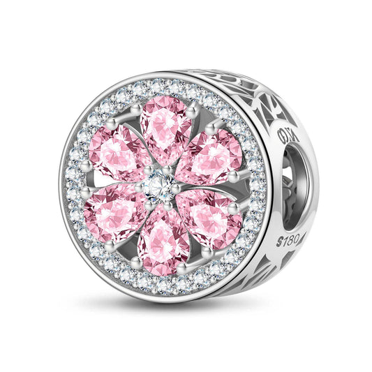 gona- Pink Snowflake Tarnish-resistant Silver Charms In White Gold Plated