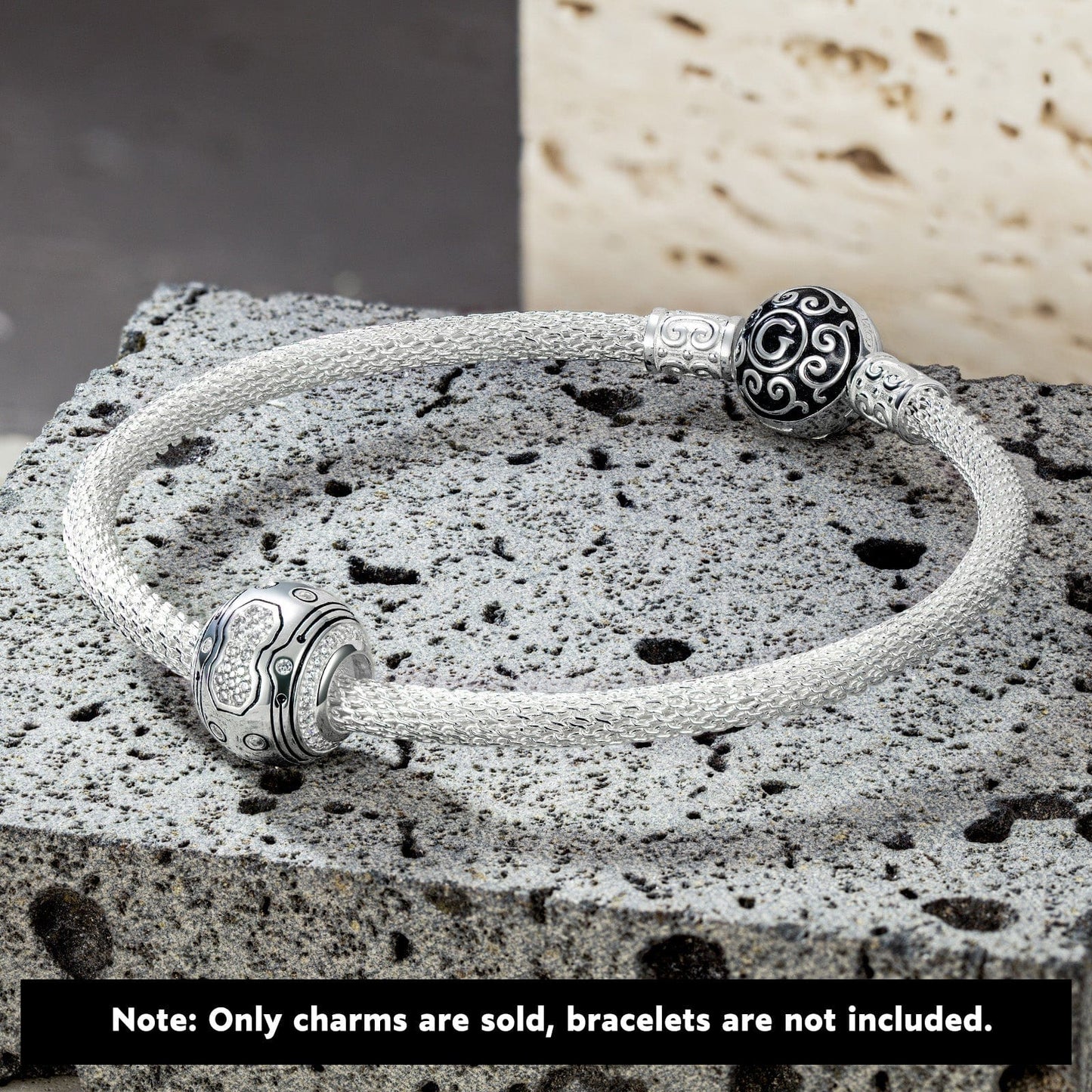 XL Size Mecha Tarnish-resistant Silver Charms In White Gold Plated For Men