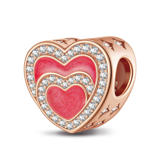 gona- Heart To Heart Tarnish-resistant Silver Charms With Enamel In Rose Gold Plated