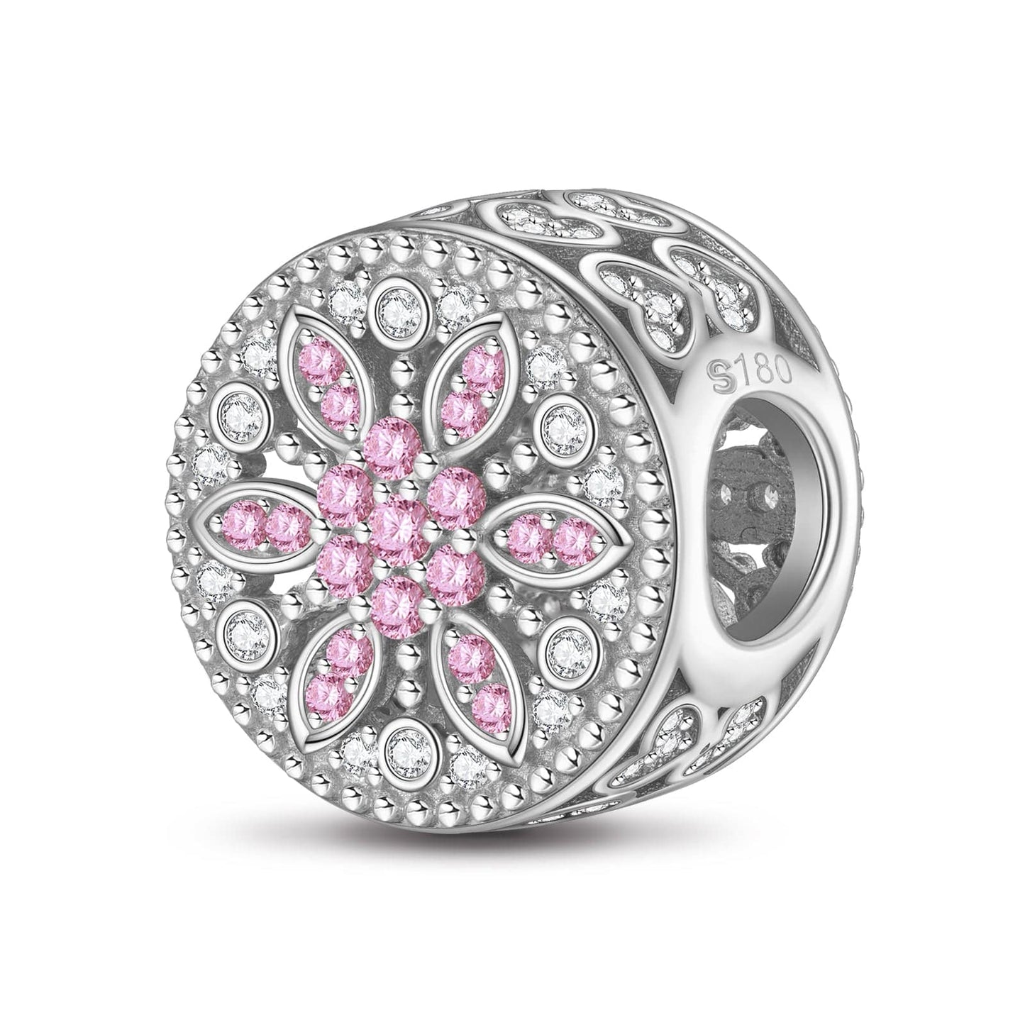 Snow Lotus Tarnish-resistant Silver Charms In White Gold Plated