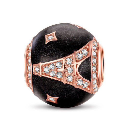 gona- Eiffel Tower Tarnish-resistant Silver Charms With Enamel In Rose Gold Plated