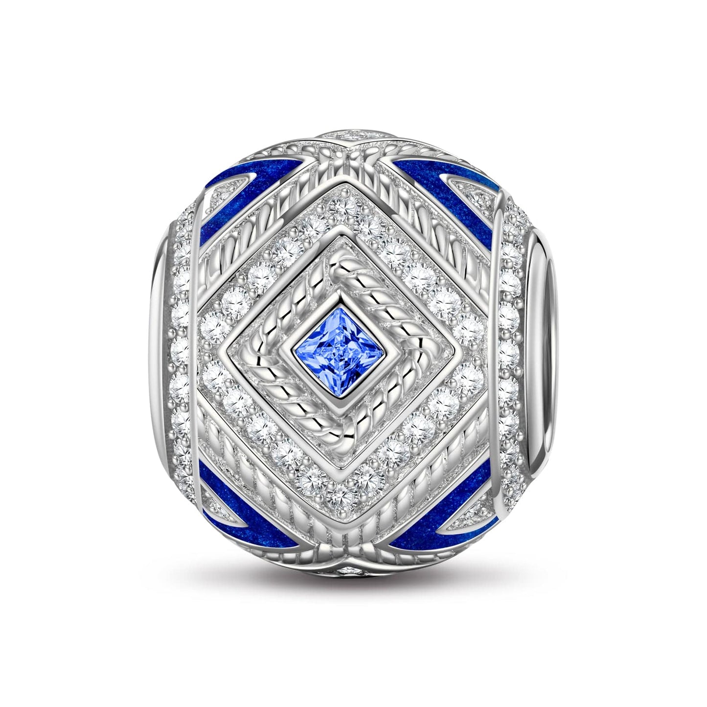XL Size Storing Power Tarnish-resistant Silver Charms With Enamel In White Gold Plated For Men