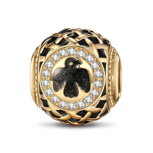 gona- XL Size Eye of the Giant Bird Tarnish-resistant Silver Charms With Enamel In 14K Gold Plated For Men
